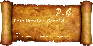 Petrikovich Gerold névjegykártya